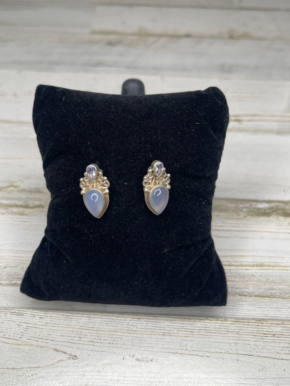 Sajen Sterling Silver Lavender Moonstone Drop Earrings